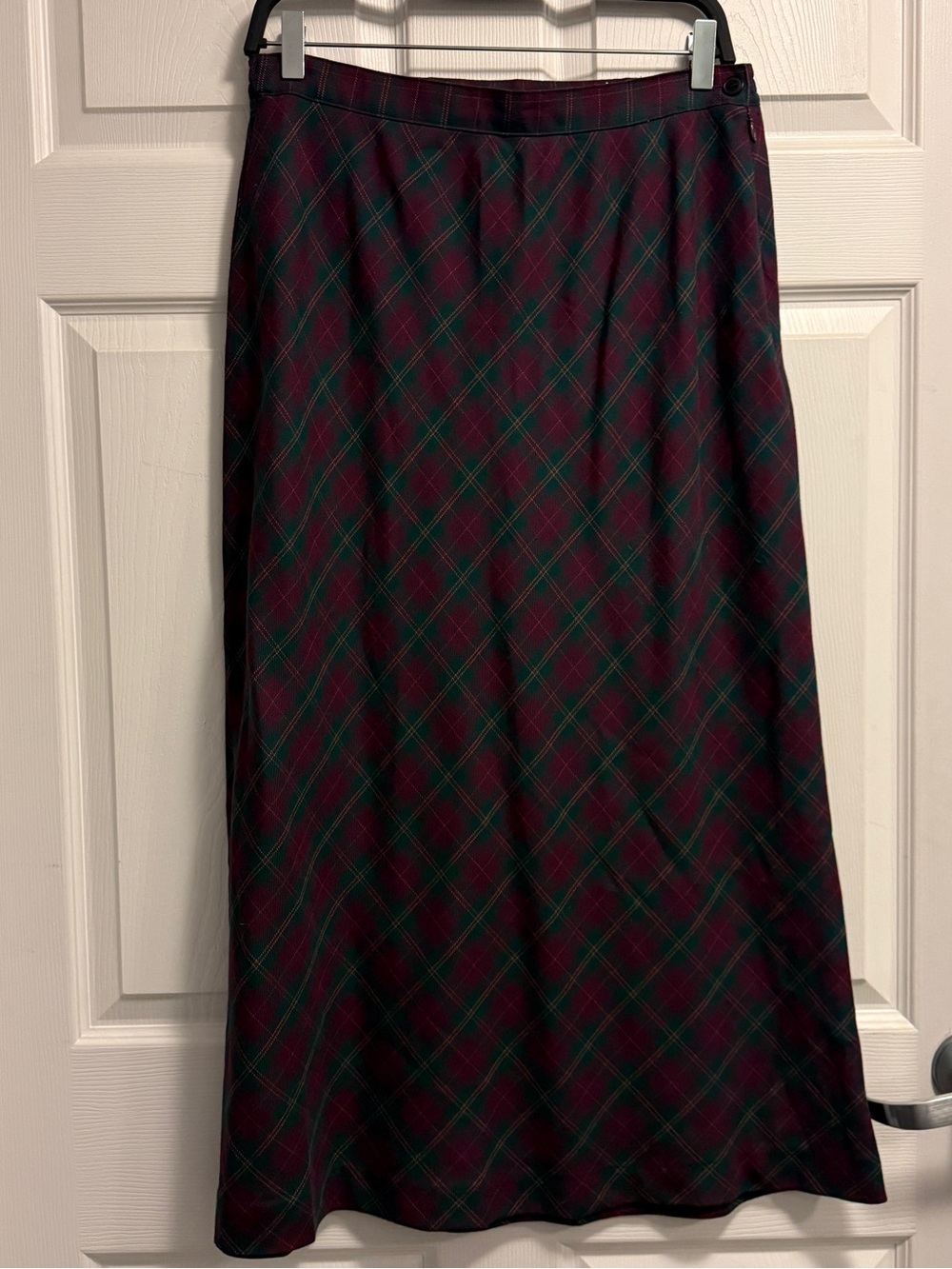 Sag Harbor Burgundy and Green Plaid Maxi Skirt